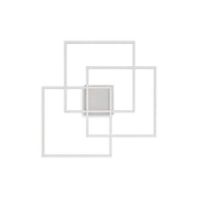 Ideallux Deckenleuchte QUADRATO white ceiling light with a minimalist geometric design, made of matte white metal, featuring LED 4950LM 3000K.