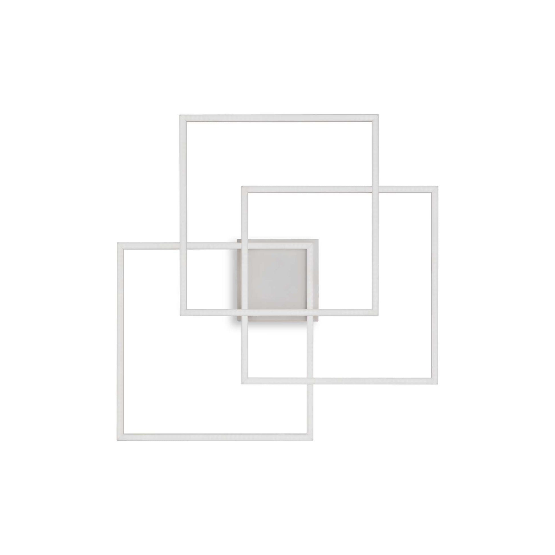 Ideallux Deckenleuchte QUADRATO white ceiling light with a minimalist geometric design, made of matte white metal, featuring LED 4950LM 3000K.