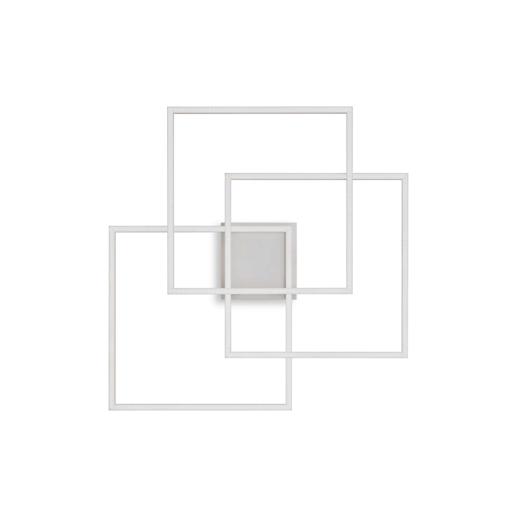 Ideallux Deckenleuchte QUADRATO white ceiling light with a minimalist geometric design, made of matte white metal, featuring LED 4950LM 3000K.