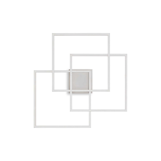 Ideallux Deckenleuchte QUADRATO white ceiling light with a minimalist geometric design, made of matte white metal, featuring LED 4950LM 3000K.