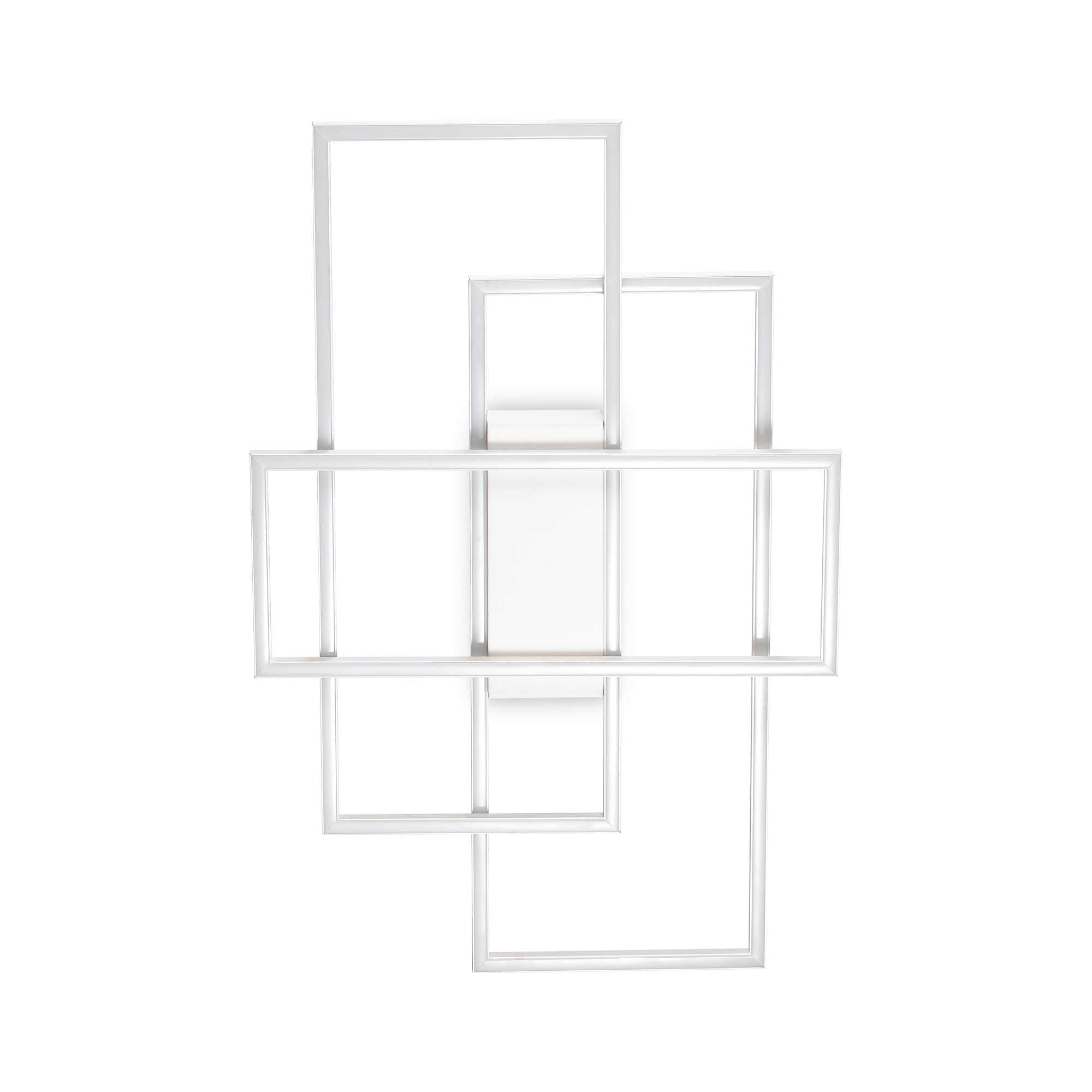 Ideallux RETTANGOLO white ceiling light fixture with geometric design, metal frame, LED lighting, non-dimmable, 62.5x41x6cm.