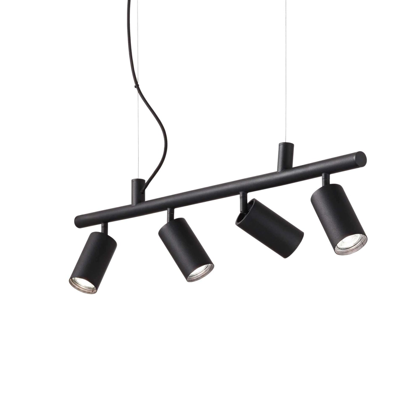 Ideallux Pendelleuchte DYNAMITE 4 schwarz, dimmbare moderne Hängeleuchte mit Metallrahmen, verstellbare Höhe, 4 Leuchtmittel GU10