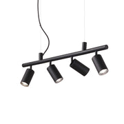 Ideallux Pendelleuchte DYNAMITE 4 schwarz, dimmbare moderne Hängeleuchte mit Metallrahmen, verstellbare Höhe, 4 Leuchtmittel GU10