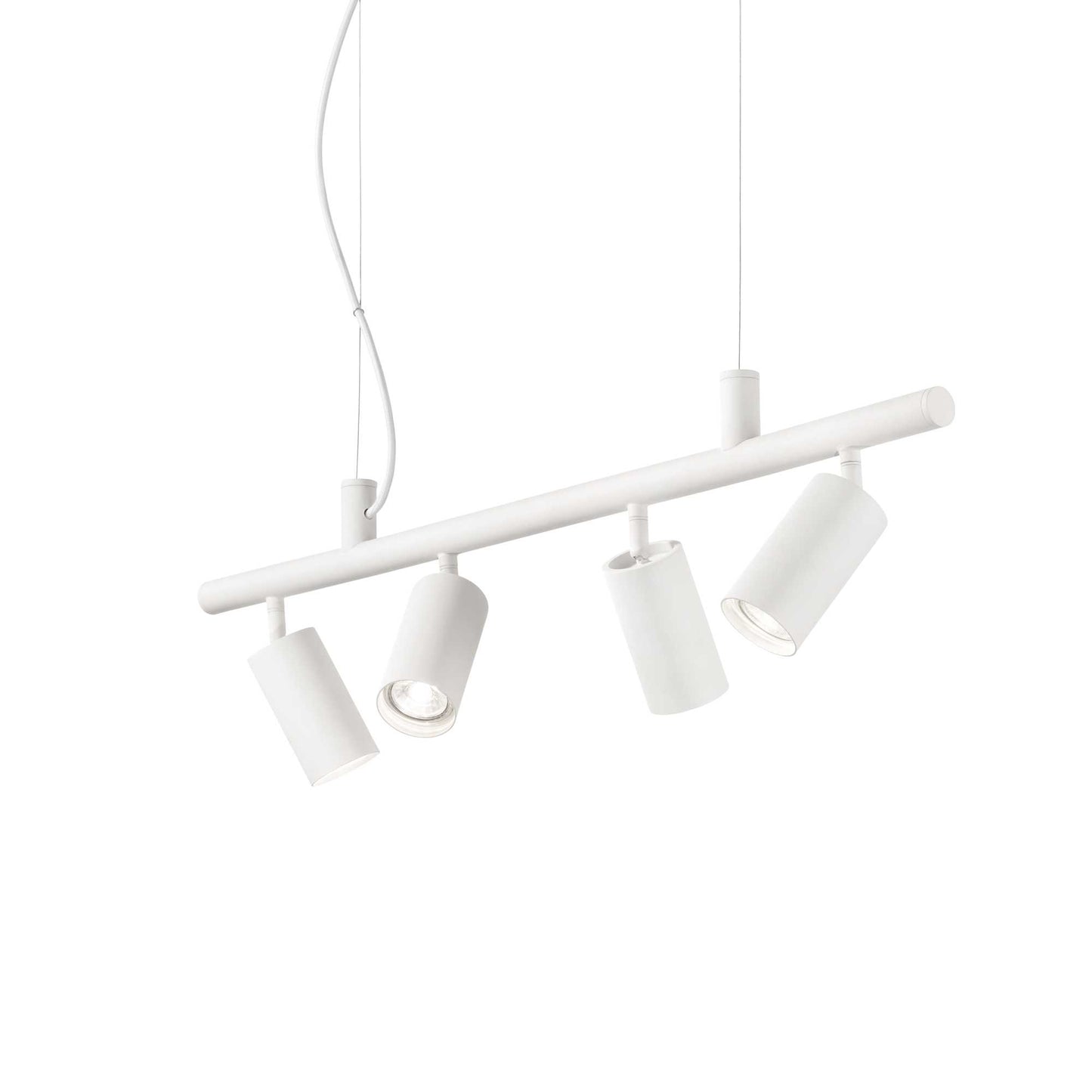 Ideallux DYNAMITE Pendant Light with 4 White Adjustable Fixtures, Metal Frame, GU10 Socket, Powder-Coated, Dimmable