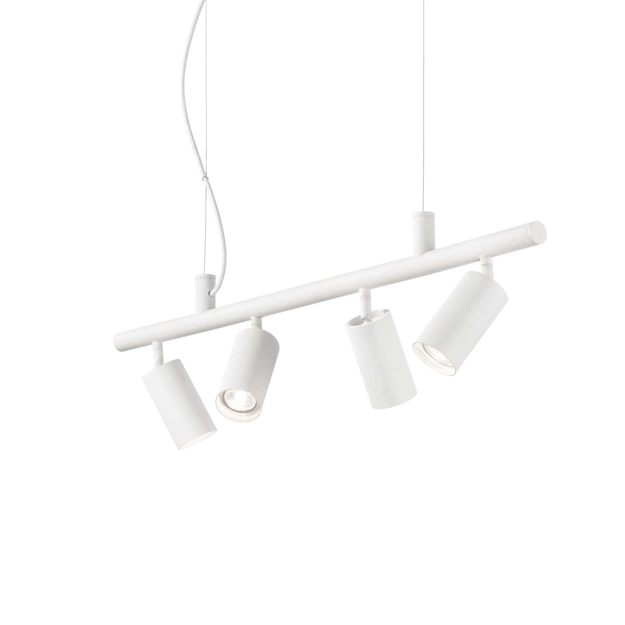 Ideallux DYNAMITE Pendant Light with 4 White Adjustable Fixtures, Metal Frame, GU10 Socket, Powder-Coated, Dimmable