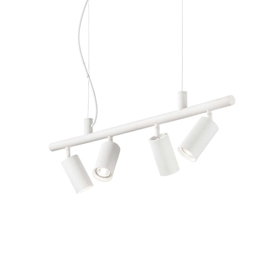 Ideallux DYNAMITE Pendant Light with 4 White Adjustable Fixtures, Metal Frame, GU10 Socket, Powder-Coated, Dimmable