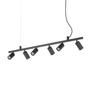 Ideallux DYNAMITE pendant lamp with 6 adjustable black lights, dimmable, metal frame, adjustable height, modern design