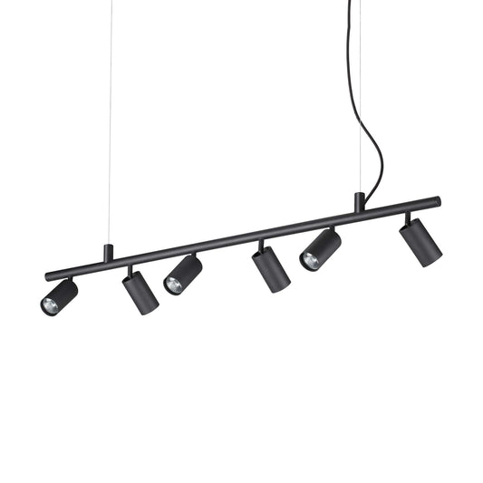 Ideallux DYNAMITE pendant lamp with 6 adjustable black lights, dimmable, metal frame, adjustable height, modern design
