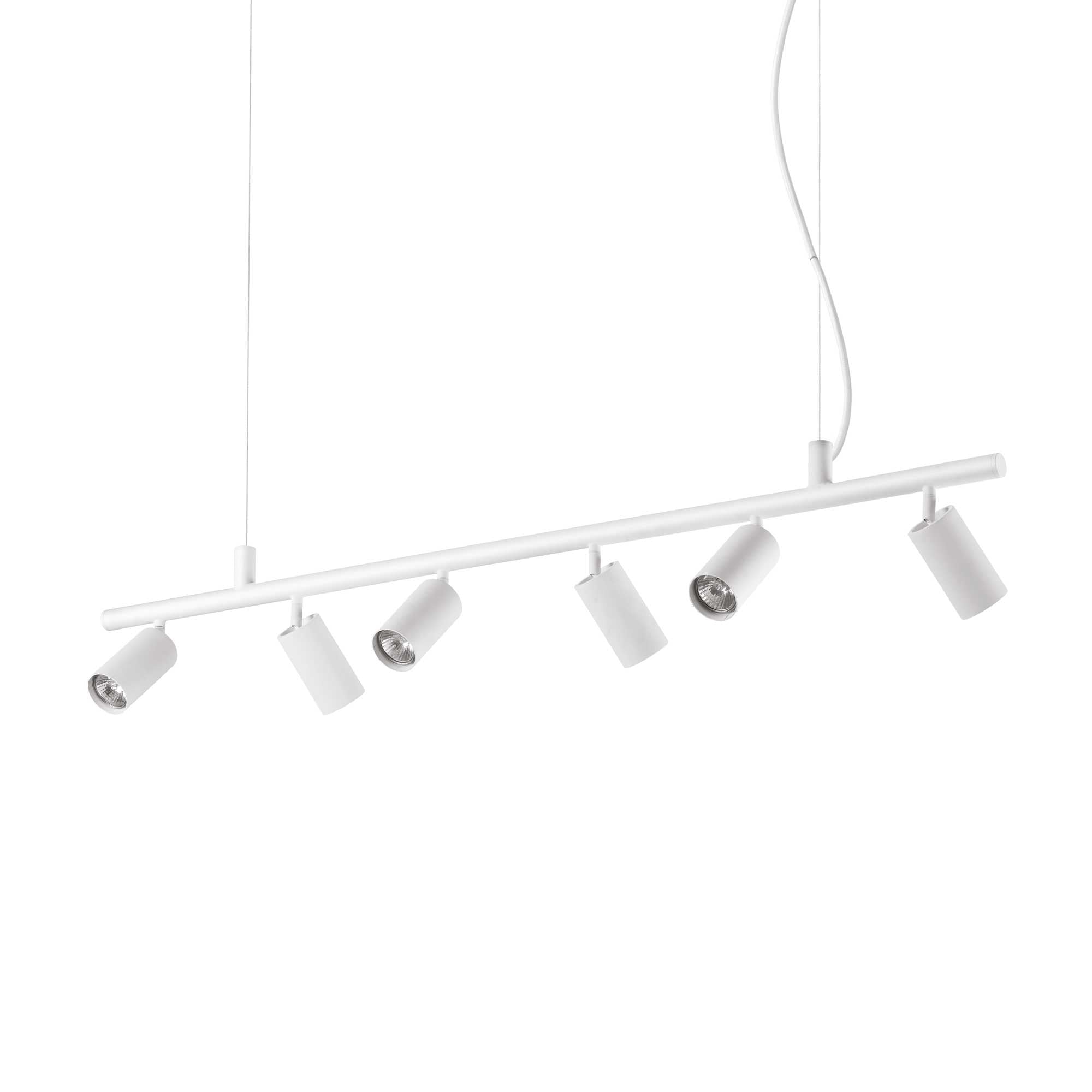 Ideallux DYNAMITE 6-light white pendant lamp, adjustable height, dimmable, metal frame, GU10 sockets, modern design