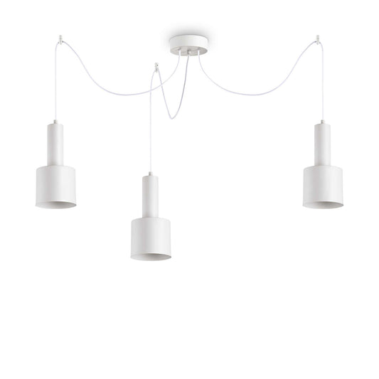 Ideallux HOLLY 3-flammig weiße Pendelleuchte, dimmbar, mit höhenverstellbaren Metallseilen, E27 Sockel, 230V, elegant und modern.