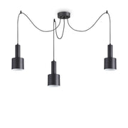Ideallux Pendelleuchte HOLLY 3-flammig in Schwarz, dimmbare Metallhaengeleuchte mit höhenverstellbarem Seil, ideal für modernes Zuhause.