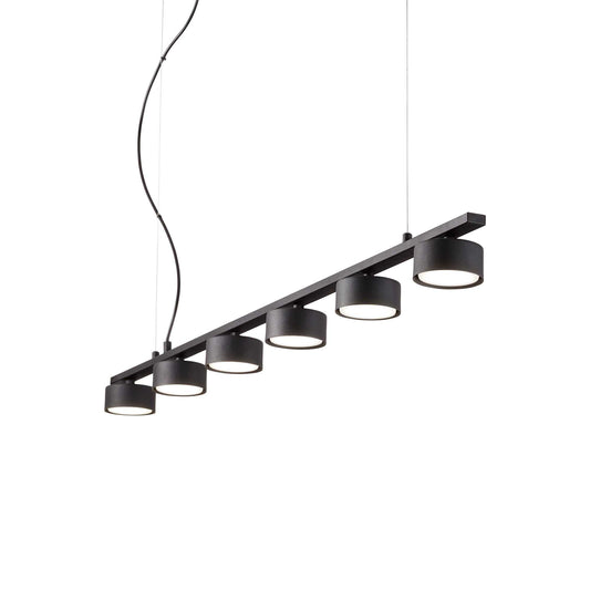 Ideallux Pendelleuchte MINOR LINEAR 6-flammig, dimmbar, matt lackiertes Metall, höhenverstellbar, LED, GX53 Sockel, pulverbeschichtet.