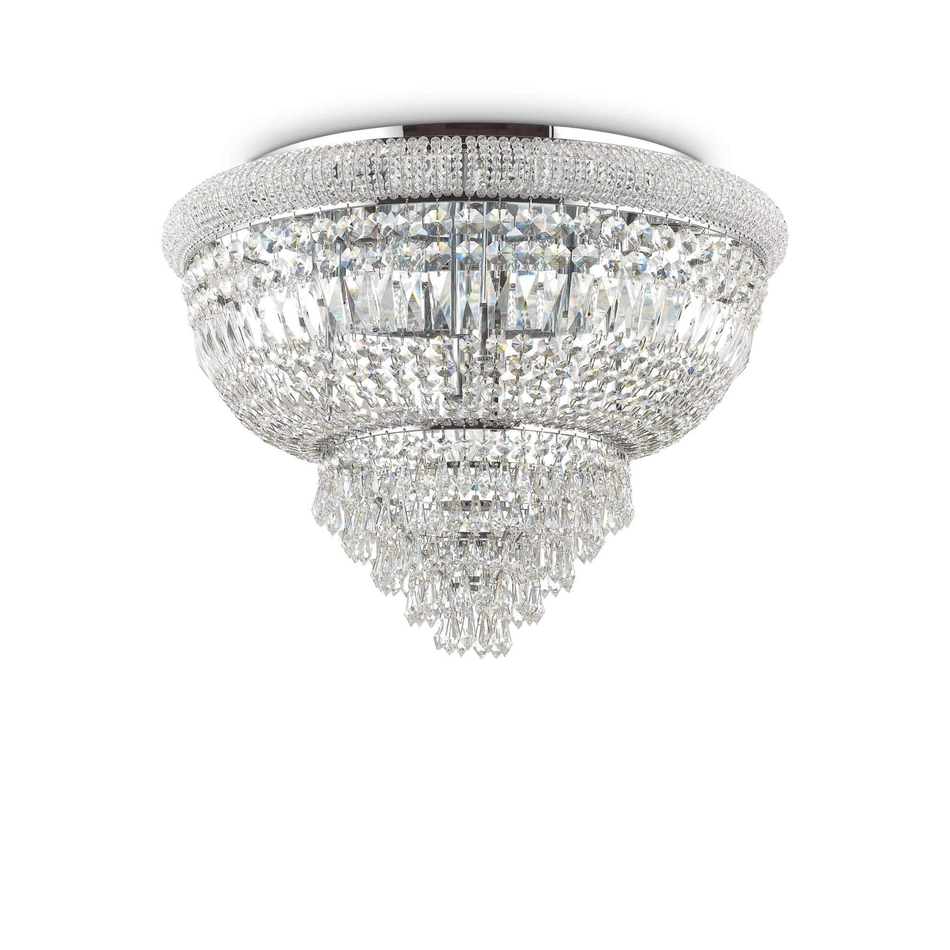 Luxurious Deckenleuchte Dubai with sparkling crystals, chrome finish, dimmable, Ø52cm, 6 lights; ideal for elegant interiors.