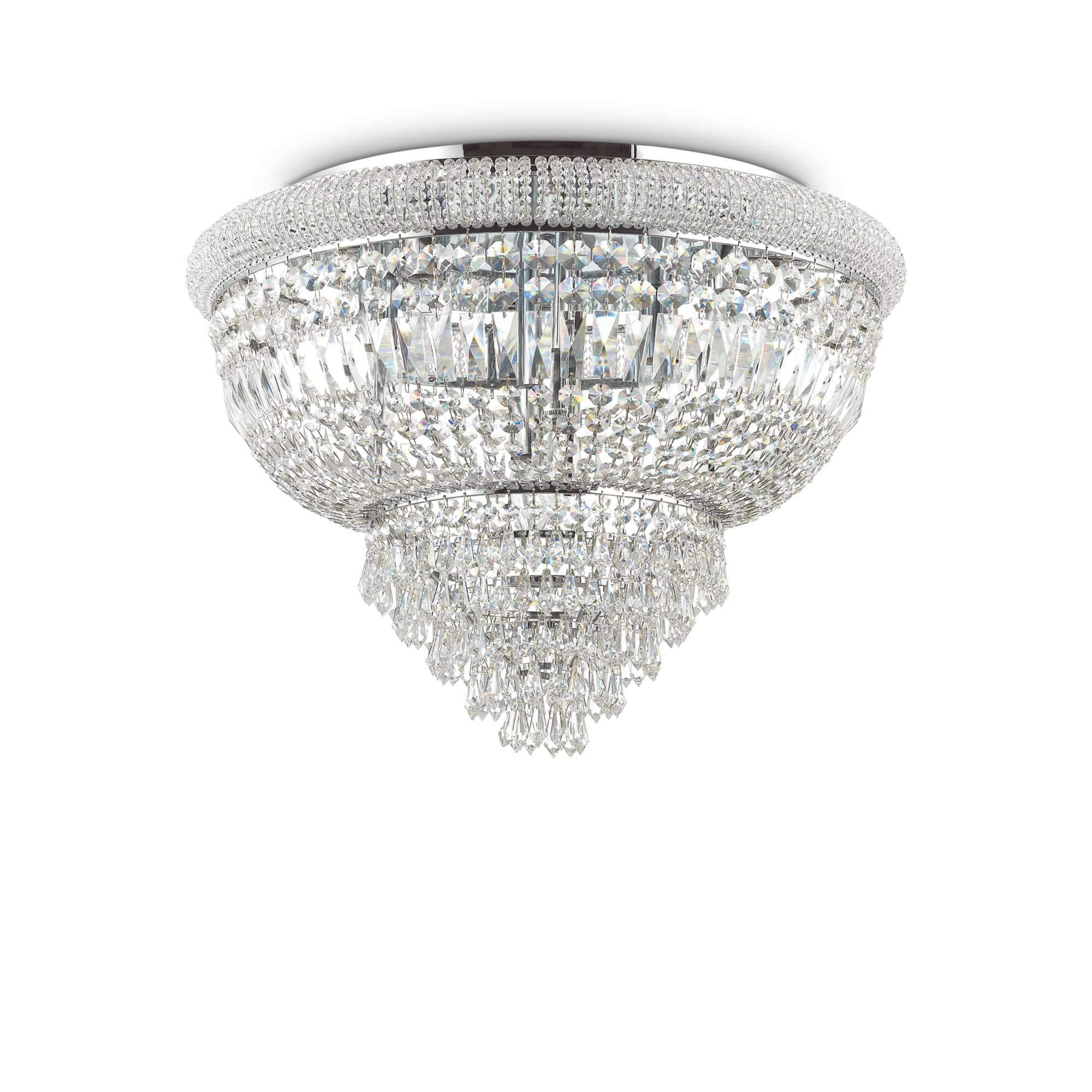 Luxurious Deckenleuchte Dubai with sparkling crystals, chrome finish, dimmable, Ø52cm, 6 lights; ideal for elegant interiors.