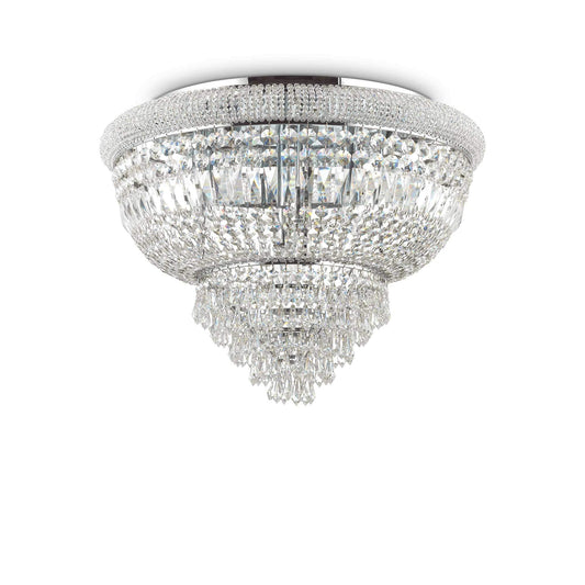 Luxurious Deckenleuchte Dubai with sparkling crystals, chrome finish, dimmable, Ø52cm, 6 lights; ideal for elegant interiors.