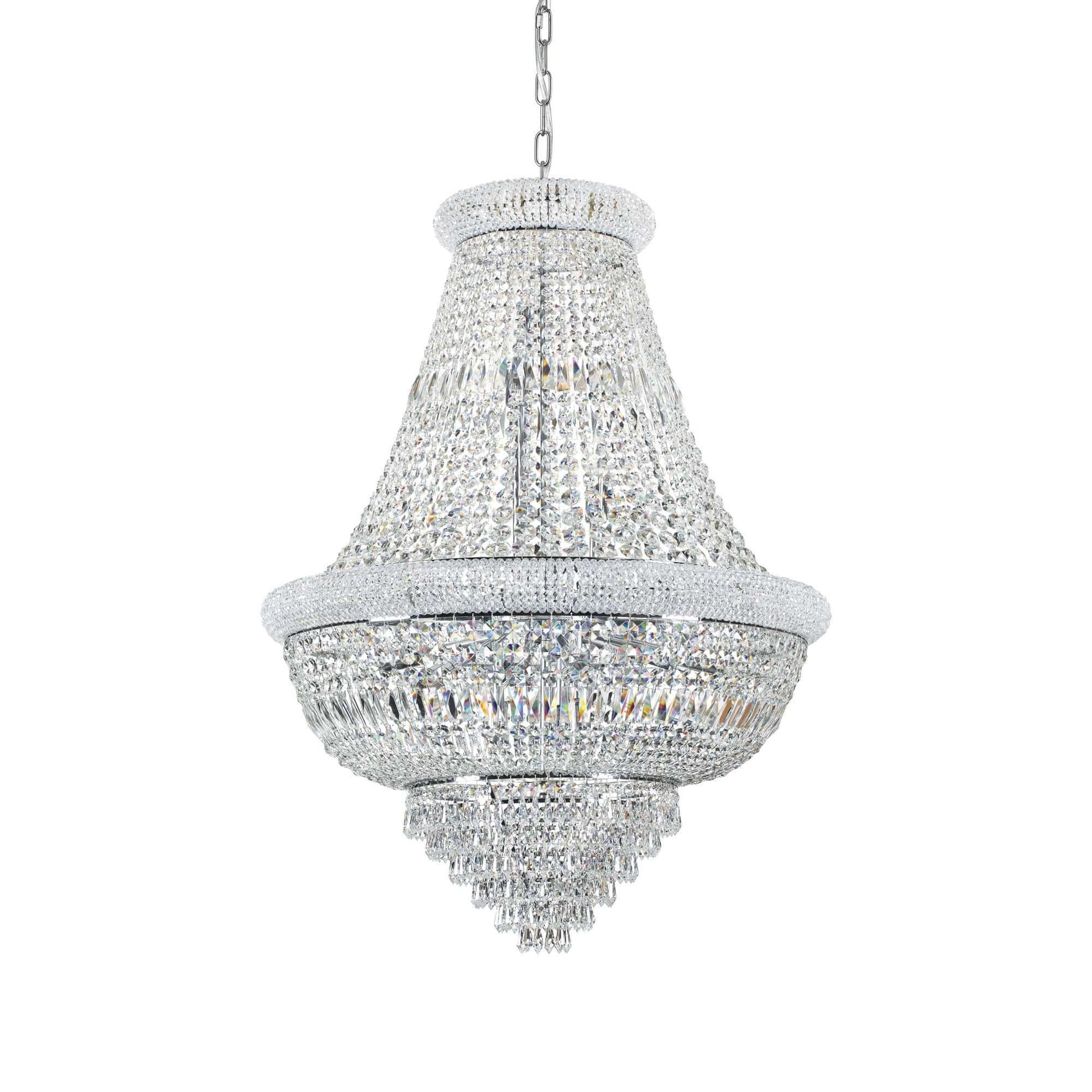 Imperial Kristall Korblüster Dubai Ø80cm, 24-flame, crystal chandelier with brass/chrome accents, dimmable, E14 bulb compatible.