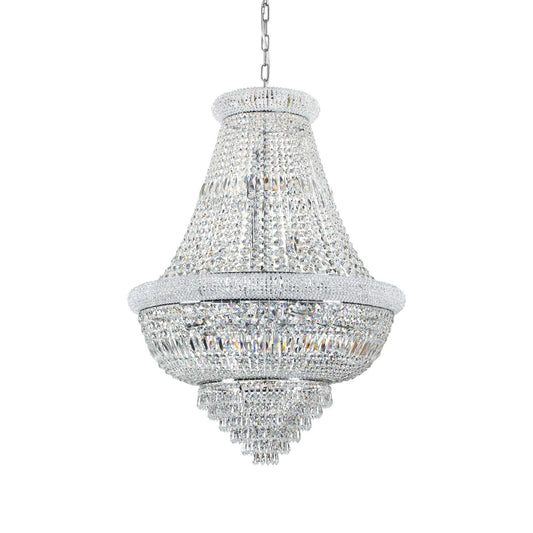 Imperial Kristall Korblüster Dubai Ø80cm, 24-flame, crystal chandelier with brass/chrome accents, dimmable, E14 bulb compatible.