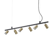 Ideallux Pendelleuchte DYNAMITE, 6-flammige messingfarbene Hängeleuchte, höhenverstellbar, dimmbar für moderne Beleuchtung.