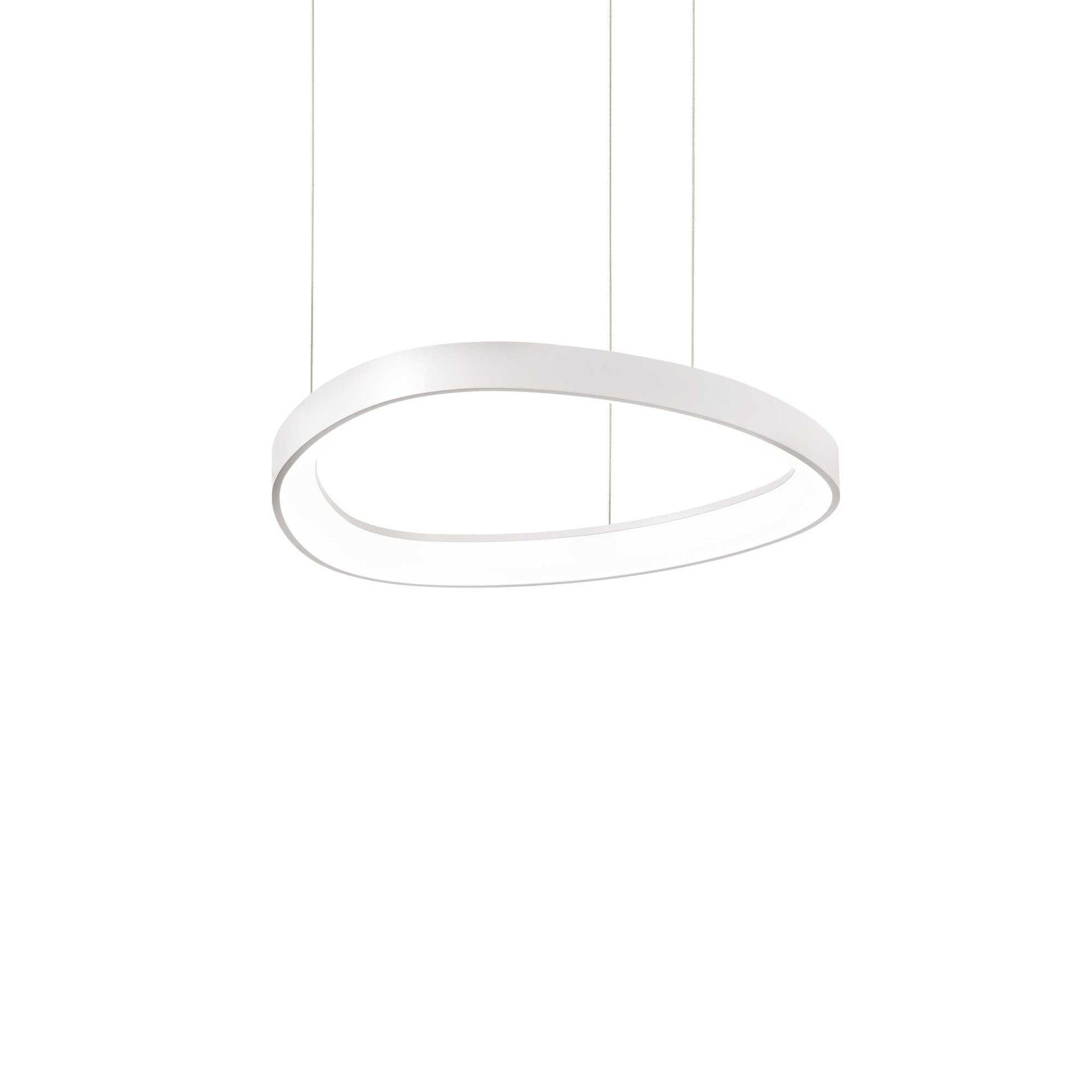 Ideallux Pendelleuchte GEMINI 42cm Weiß, dimmbar LED, höhenverstellbar, modernes Design, 5100LM, idealer Wohn- und Esszimmerleuchte