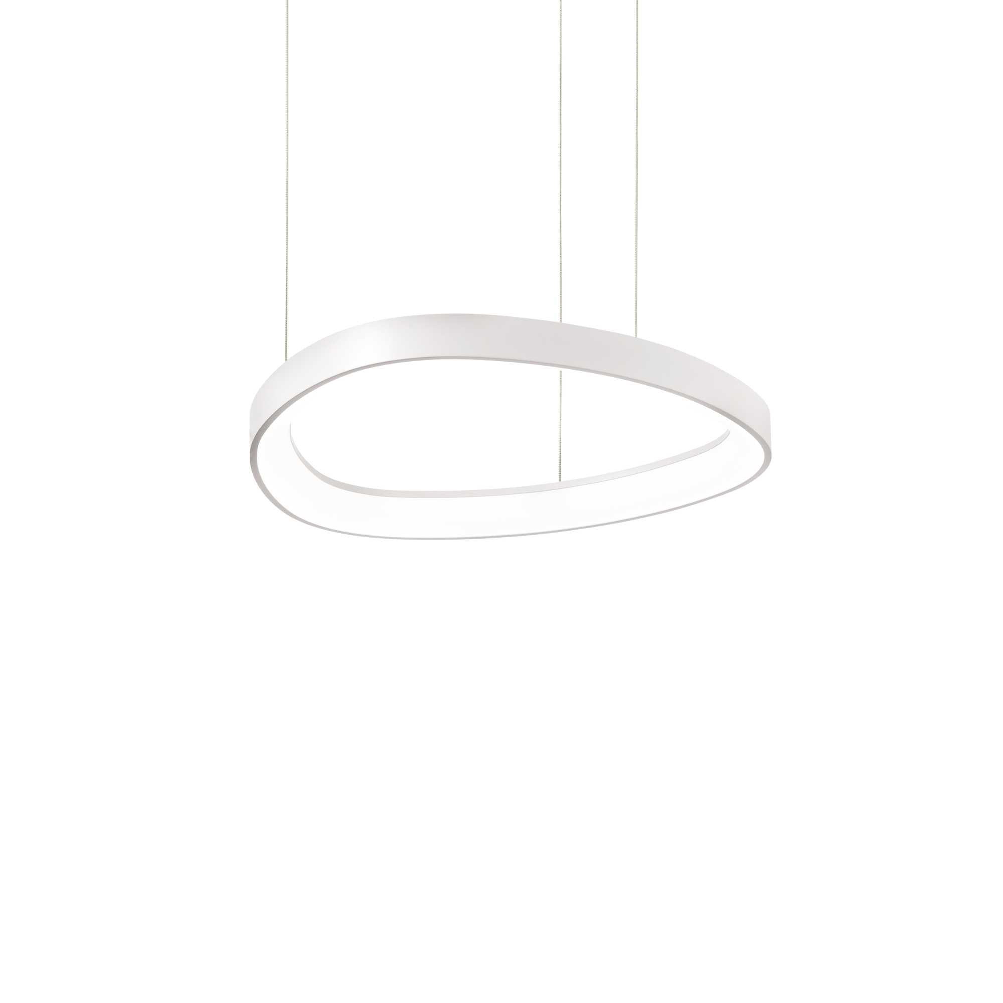 Ideallux Pendelleuchte GEMINI 42cm Weiß, dimmbar LED, höhenverstellbar, modernes Design, 5100LM, idealer Wohn- und Esszimmerleuchte