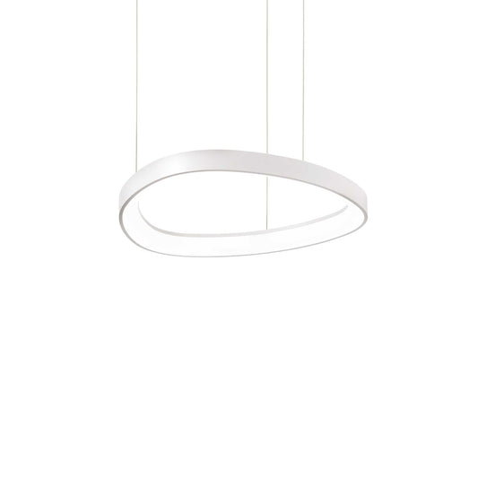 Ideallux Pendelleuchte GEMINI 42cm Weiß, dimmbar LED, höhenverstellbar, modernes Design, 5100LM, idealer Wohn- und Esszimmerleuchte