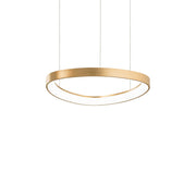 Ideallux Pendelleuchte GEMINI 42cm, gebürstetes Messing, stilvolle LED Hängeleuchte, Ø42,5cm, höhenverstellbar, modernes Design