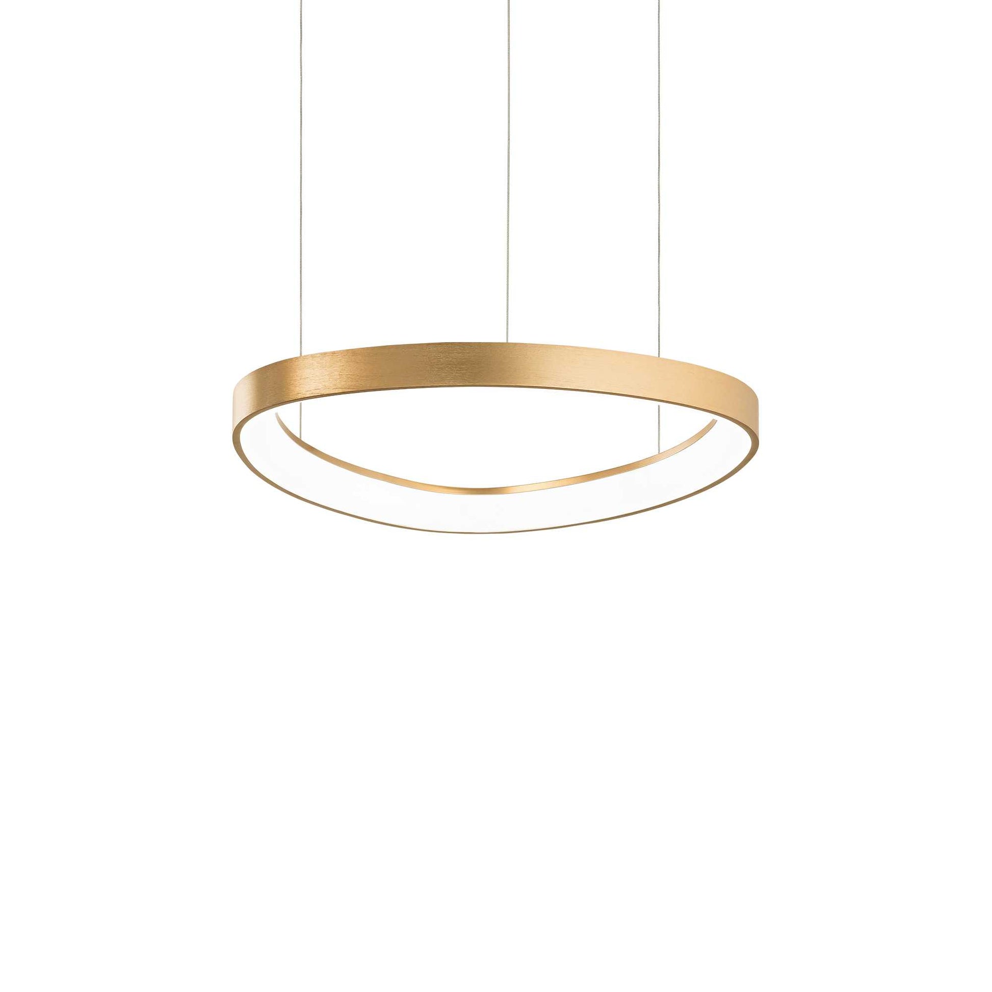 Ideallux Pendelleuchte GEMINI 42cm, gebürstetes Messing, stilvolle LED Hängeleuchte, Ø42,5cm, höhenverstellbar, modernes Design