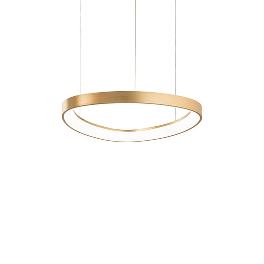 Ideallux Pendelleuchte GEMINI 42cm, gebürstetes Messing, stilvolle LED Hängeleuchte, Ø42,5cm, höhenverstellbar, modernes Design