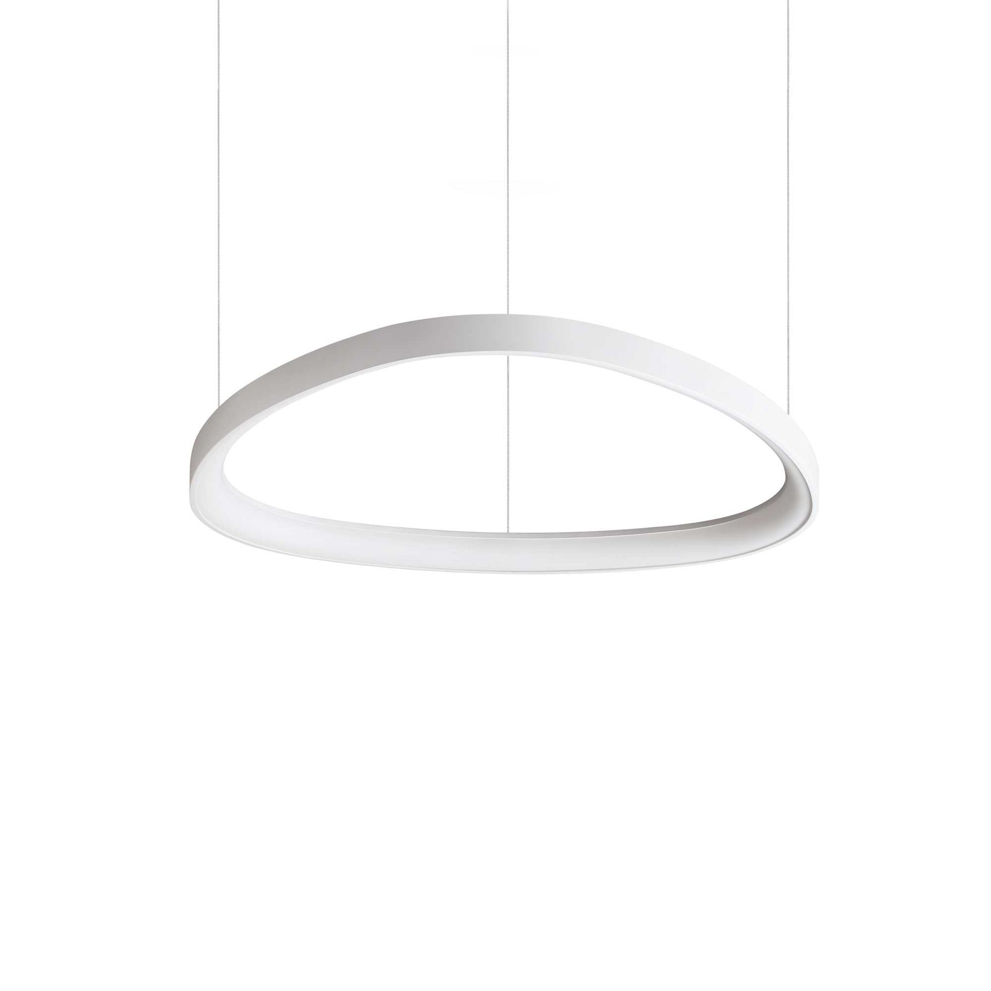 Ideallux GEMINI 61cm white pendant light with LED, modern metal design, adjustable height, 6600LM 3000K, non-dimmable.