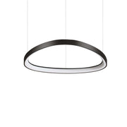 Ideallux GEMINI black pendant light, 61cm diameter, adjustable height, LED, modern design.