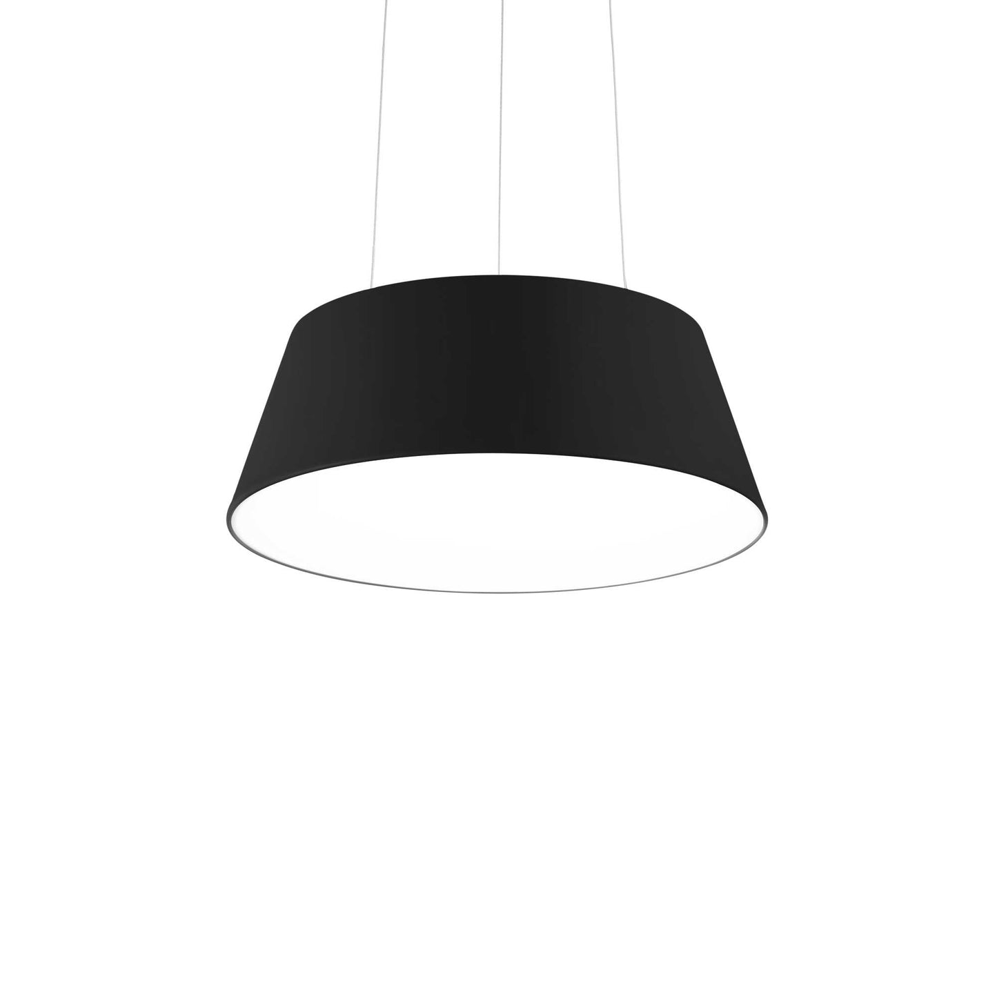 Ideallux Pendelleuchte CLOE with black metal shade and opal polycarbonate diffuser, adjustable height, Ø45cm.