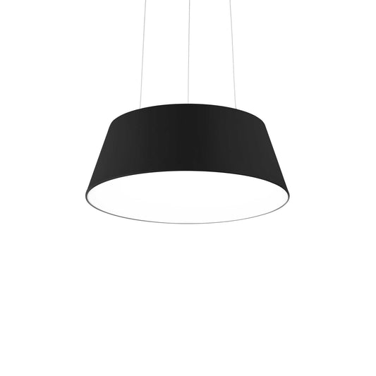 Ideallux Pendelleuchte CLOE with black metal shade and opal polycarbonate diffuser, adjustable height, Ø45cm.