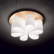 Ideal Lux Daisy ceiling light with gold-leaf metal base and white glass, 60cm diameter, dimmable, elegant home lighting fixture.