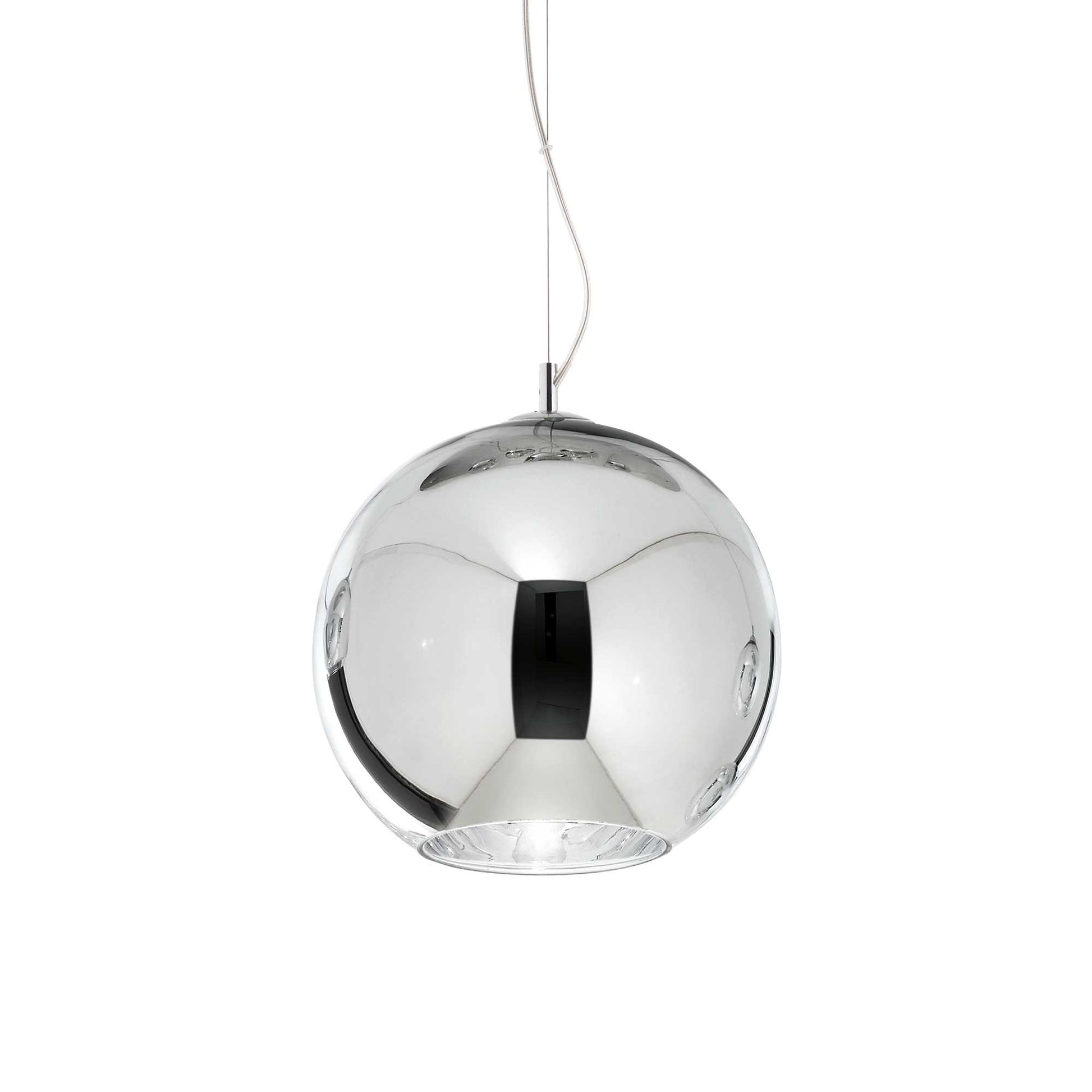Ideallux Pendelleuchte NEMO 30cm Silber, dimmbare Deckenlampe, geblasenes Glas, E27 Sockel, modernes Design, einflammig, höhenverstellbar