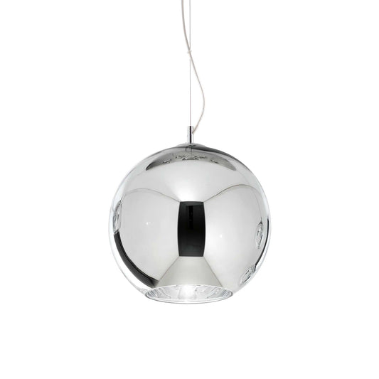 Ideallux Pendelleuchte NEMO 30cm Silber, dimmbare Deckenlampe, geblasenes Glas, E27 Sockel, modernes Design, einflammig, höhenverstellbar