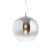 Ideallux NEMO 40cm pendant light with chromed blown glass and adjustable cord, E27 socket, dimmable, elegant lighting design.