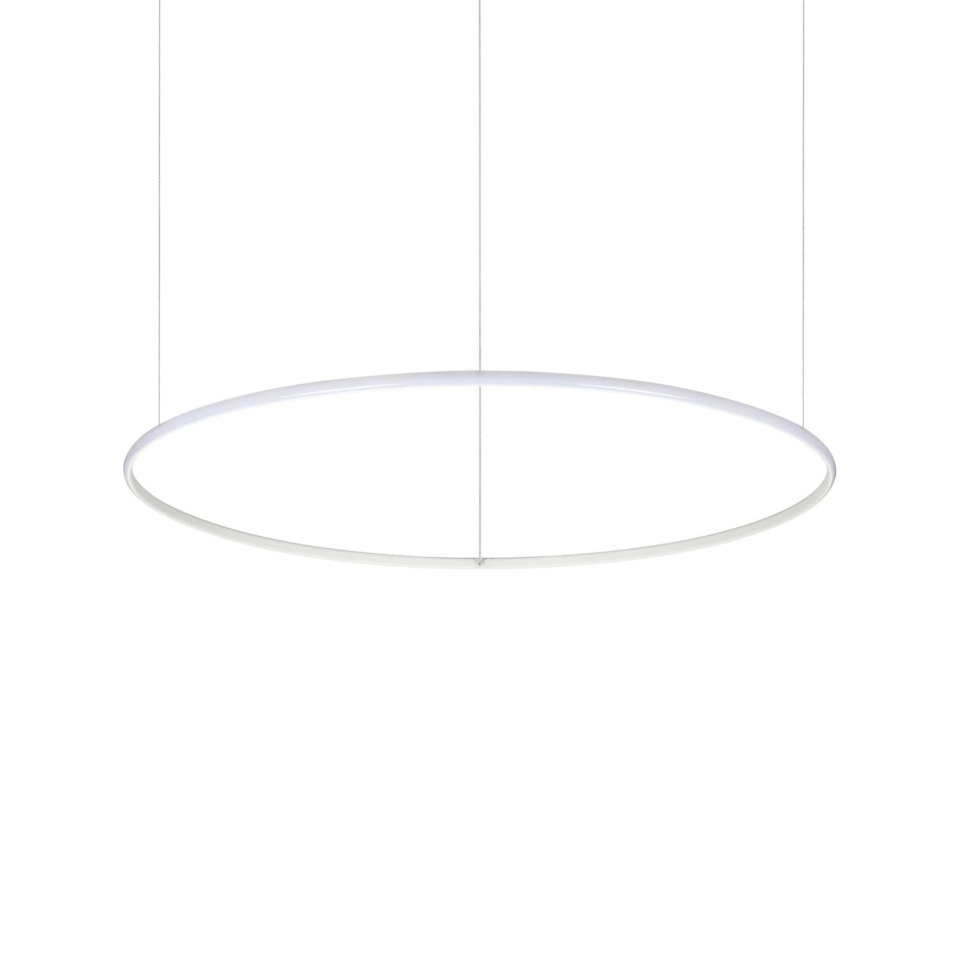 Ideallux Pendelleuchte HULAHOOP 100cm, weißer pulverbeschichteter Metallrahmen, LED, höhenverstellbar, Durchmesser Ø100cm.