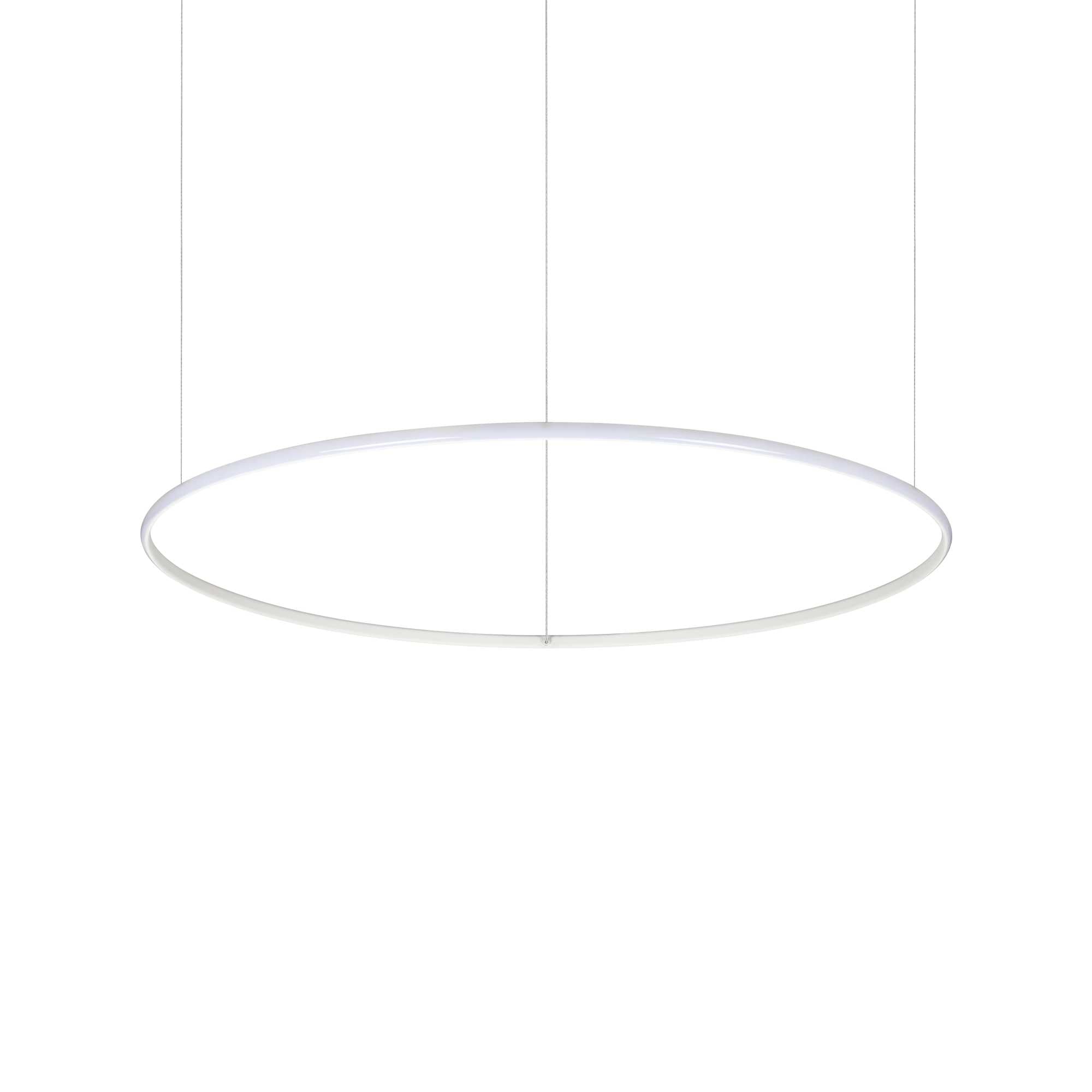 Ideallux Pendelleuchte HULAHOOP 100cm, weißer pulverbeschichteter Metallrahmen, LED, höhenverstellbar, Durchmesser Ø100cm.