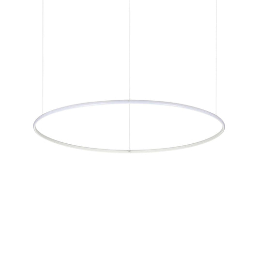 Ideallux Pendelleuchte HULAHOOP 100cm, weißer pulverbeschichteter Metallrahmen, LED, höhenverstellbar, Durchmesser Ø100cm.