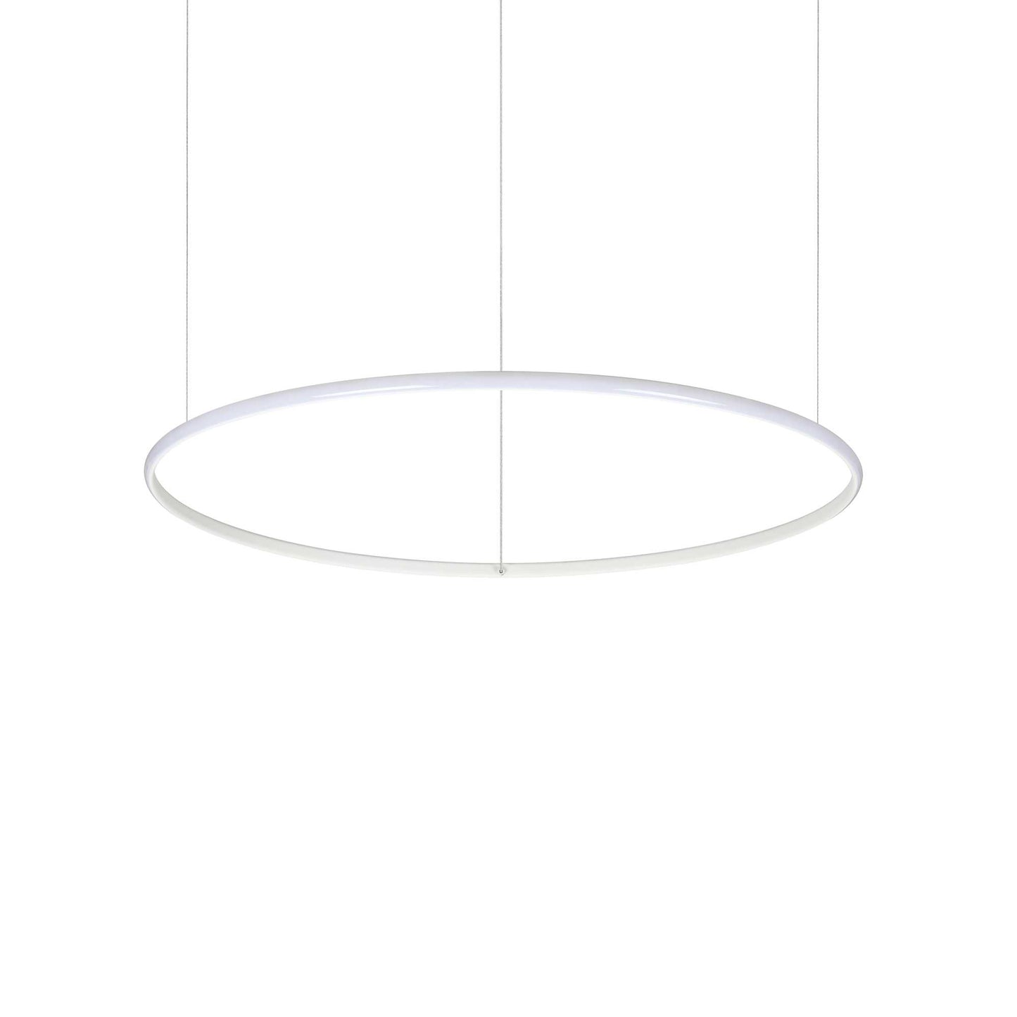 Ideallux HULAHOOP 81cm white metal pendant light with LED, non-dimmable, adjustable height up to 212cm, Ø81cm, opal rubber diffuser.