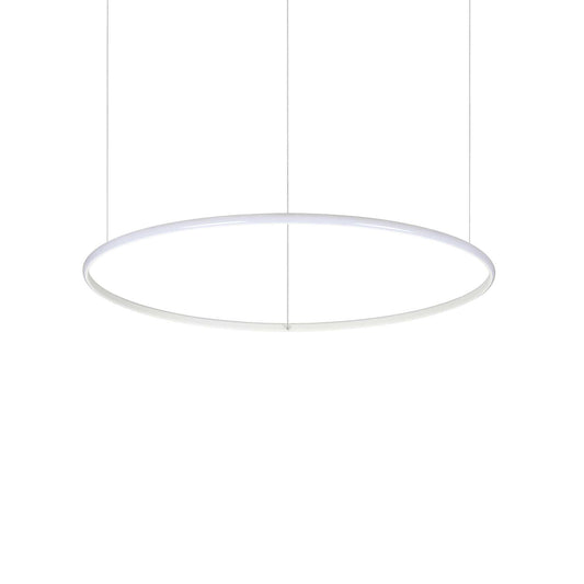 Ideallux HULAHOOP 81cm white metal pendant light with LED, non-dimmable, adjustable height up to 212cm, Ø81cm, opal rubber diffuser.