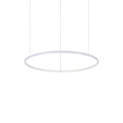 Ideallux HULAHOOP 61cm LED pendant light, adjustable height, metal frame, opal diffuser, 230V, white finish.
