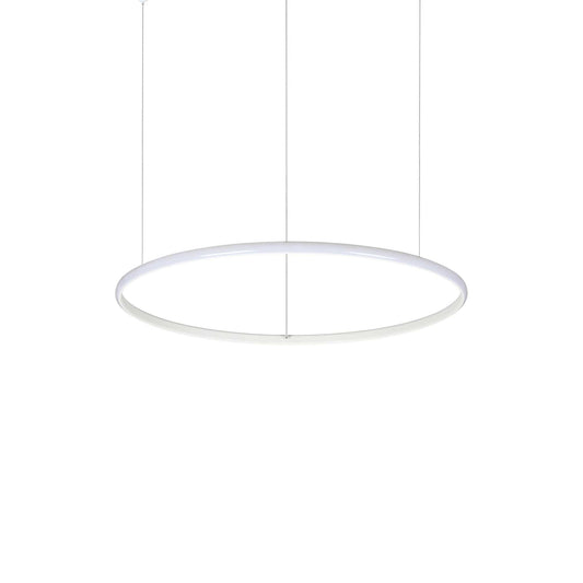 Ideallux HULAHOOP 61cm LED pendant light, adjustable height, metal frame, opal diffuser, 230V, white finish.