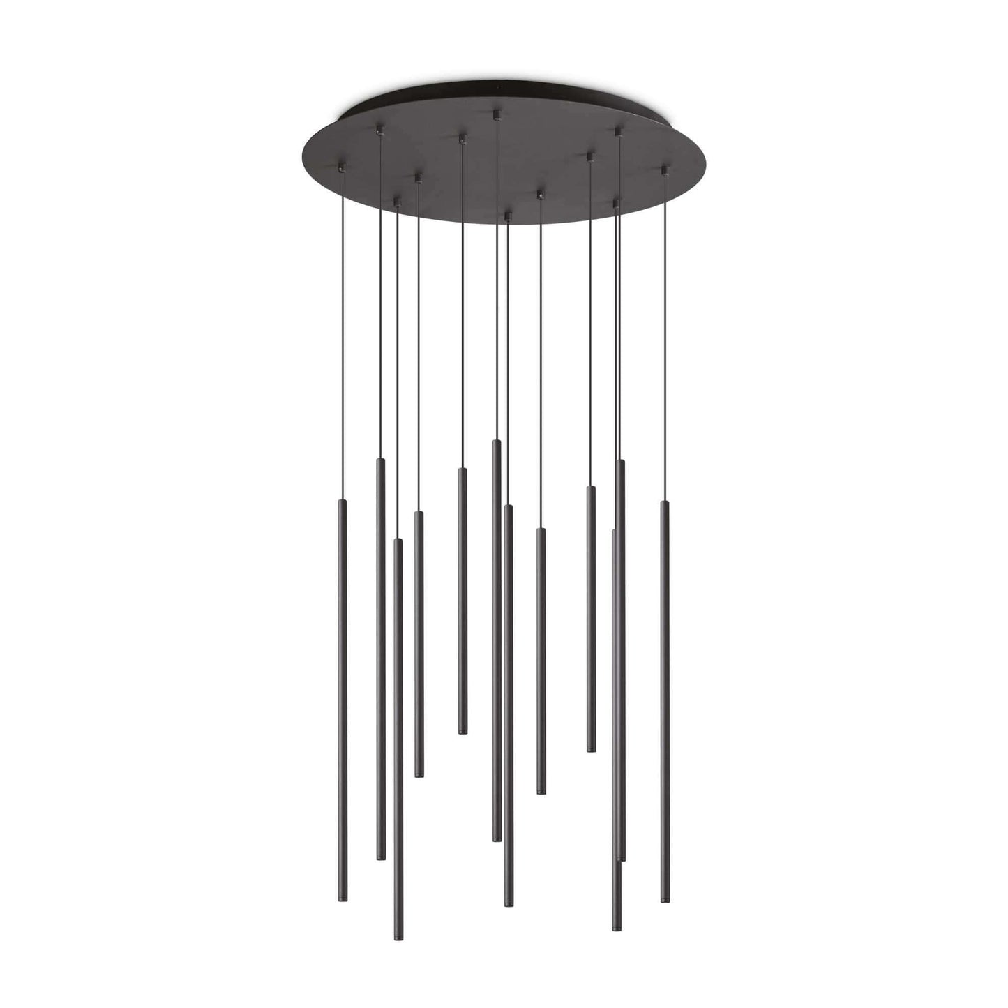 Ideallux FILO 12-pendant light, black, adjustable height, powder-coated metal, modern LED chandelier