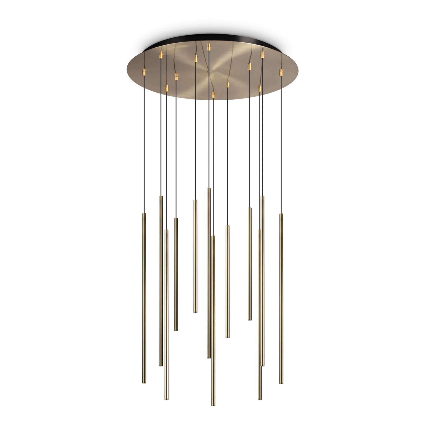 Ideallux Pendelleuchte FILO 12 Messing, pulverbeschichtetes Metall, LED, nicht dimmbar, Ø60cm, höhenverstellbar, 230V, elegant design
