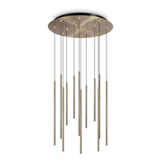 Ideallux Pendelleuchte FILO 12 Messing, pulverbeschichtetes Metall, LED, nicht dimmbar, Ø60cm, höhenverstellbar, 230V, elegant design