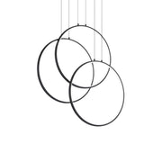 Ideallux Pendelleuchte CERCHIO in schwarz, modernes LED-Hängeleuchten-Design, metall-mattes Finish, verstellbare Höhe, stilvoll und elegant.