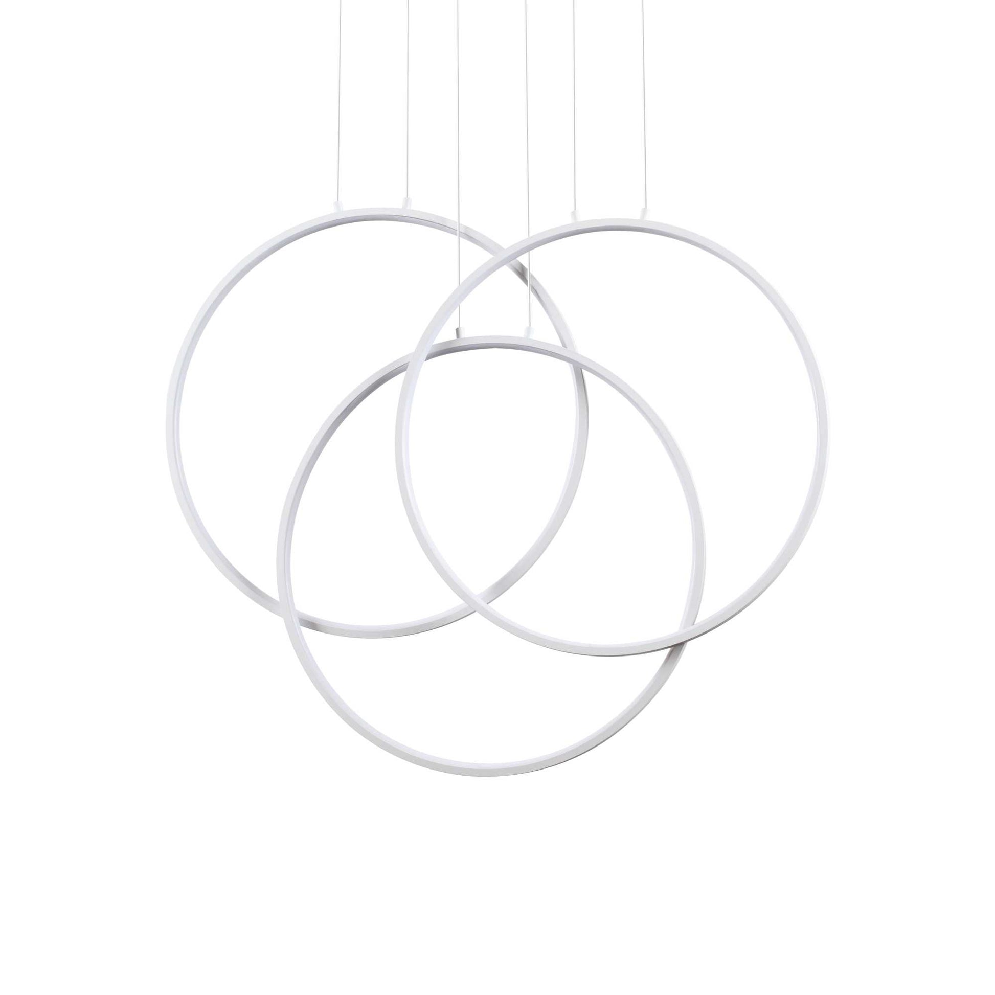 Ideallux Pendelleuchte CERCHIO in weiß, modernes LED-Hängelicht aus Metall, höhenverstellbar, energieeffizient, minimalistisches Design