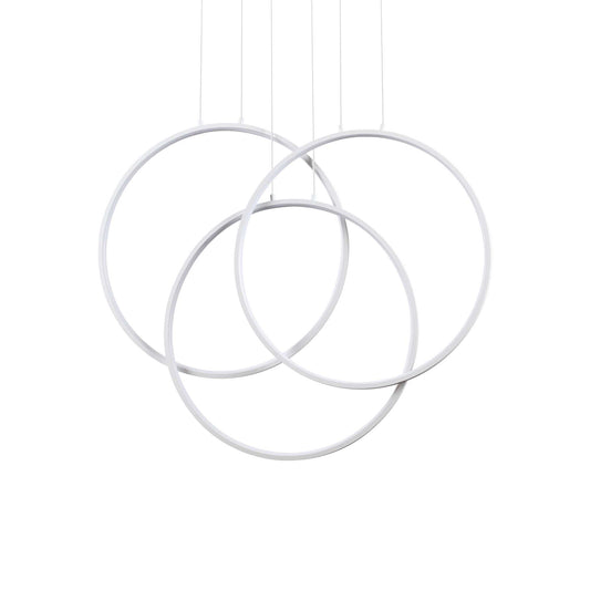 Ideallux Pendelleuchte CERCHIO in weiß, modernes LED-Hängelicht aus Metall, höhenverstellbar, energieeffizient, minimalistisches Design
