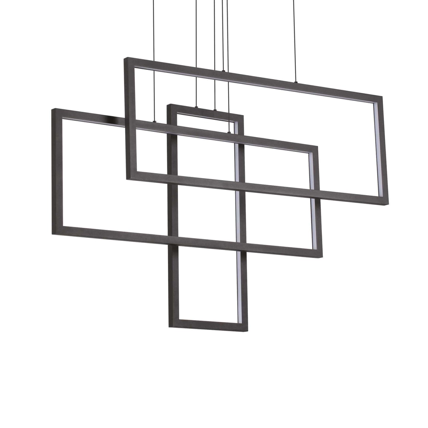 Ideallux Pendelleuchte RETTANGOLO schwarz, mattes schwarzes Metall, modernes Design, höhenverstellbar, LED 10700LM 3000K